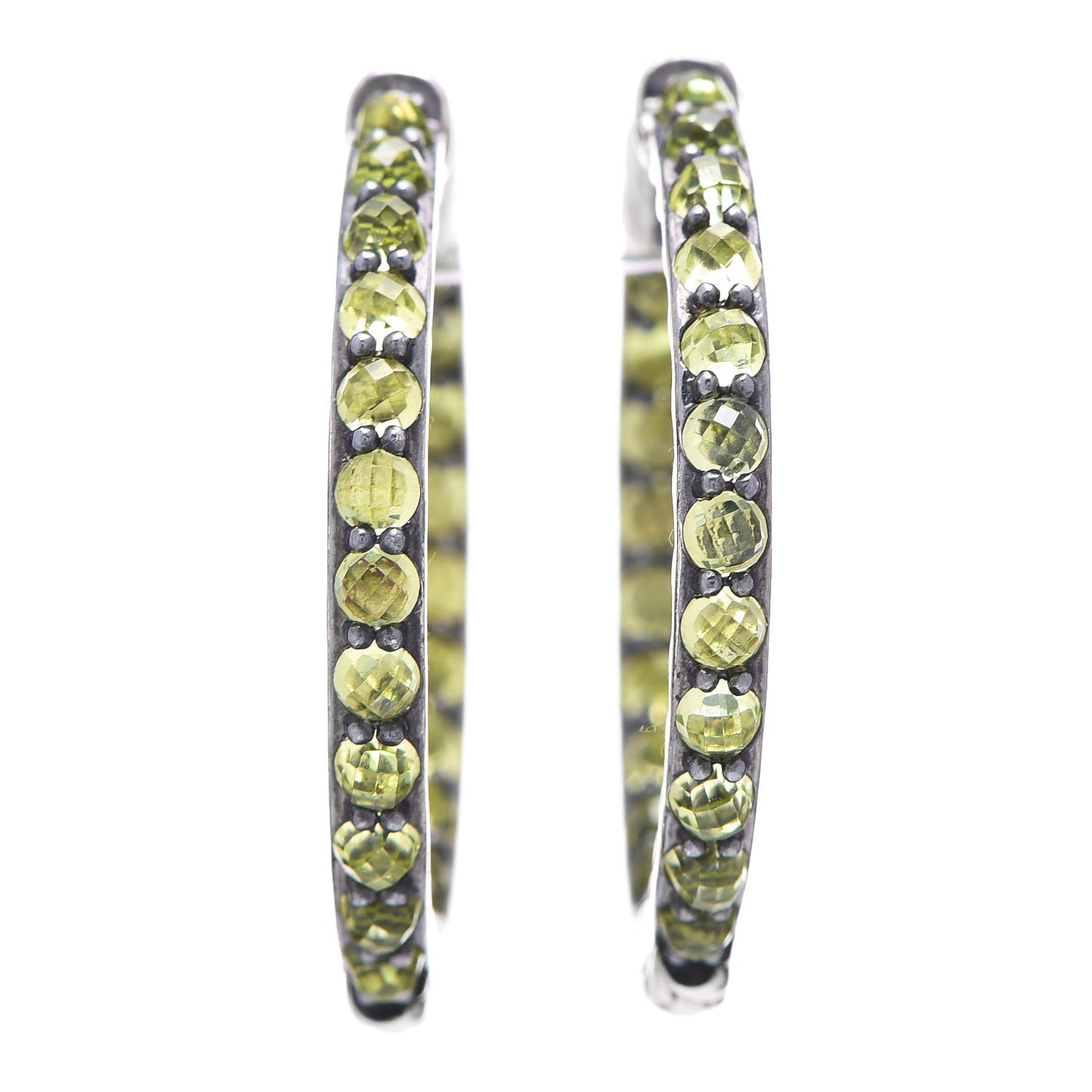 Sterling Silver Peridot Cable Berries Hoop Earrings