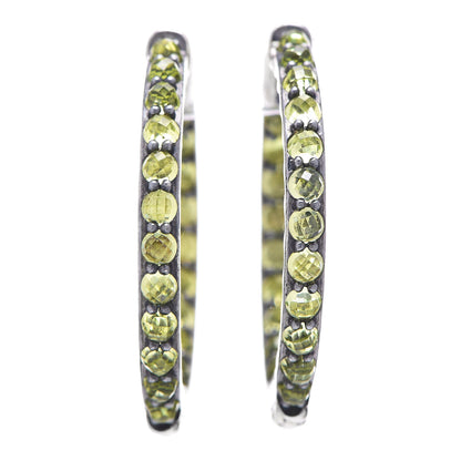 David Yurman Sterling Silver Peridot Cable Berries Hoop Earrings 1 of 5