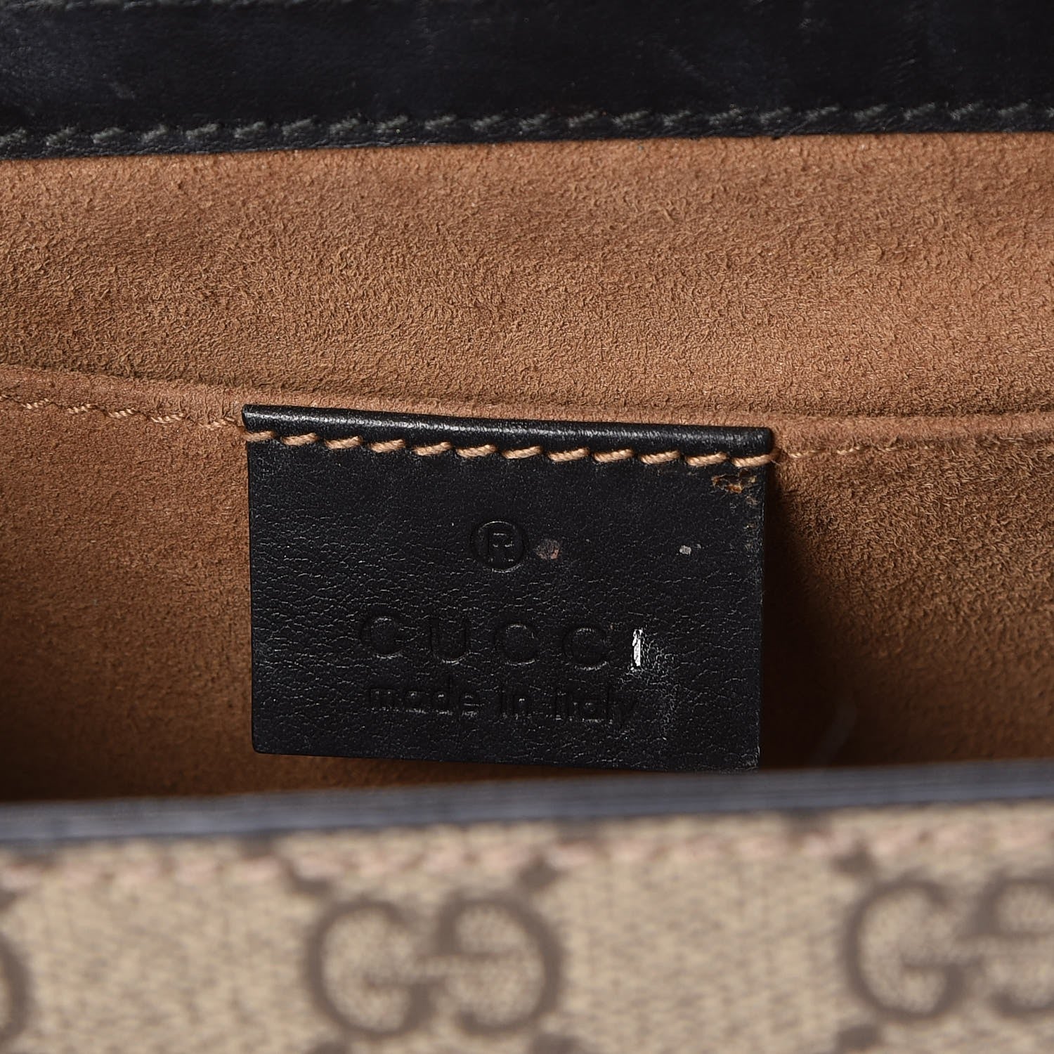 Gucci GG Supreme Monogram Calfskin Small Padlock Shoulder Bag Beige Black Cuir 6 of 11