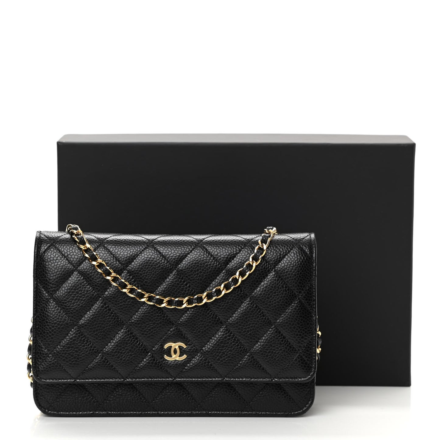 Caviar Quilted Wallet On Chain WOC Black