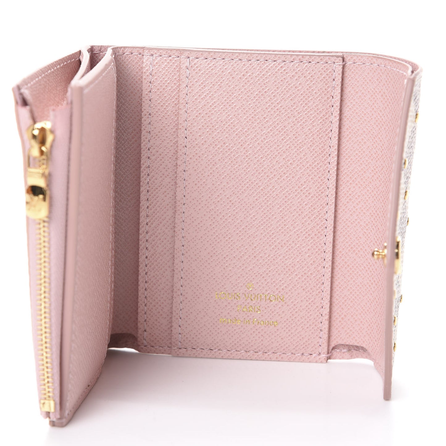 Damier Azur Studded Zoe Wallet Rose Ballerine