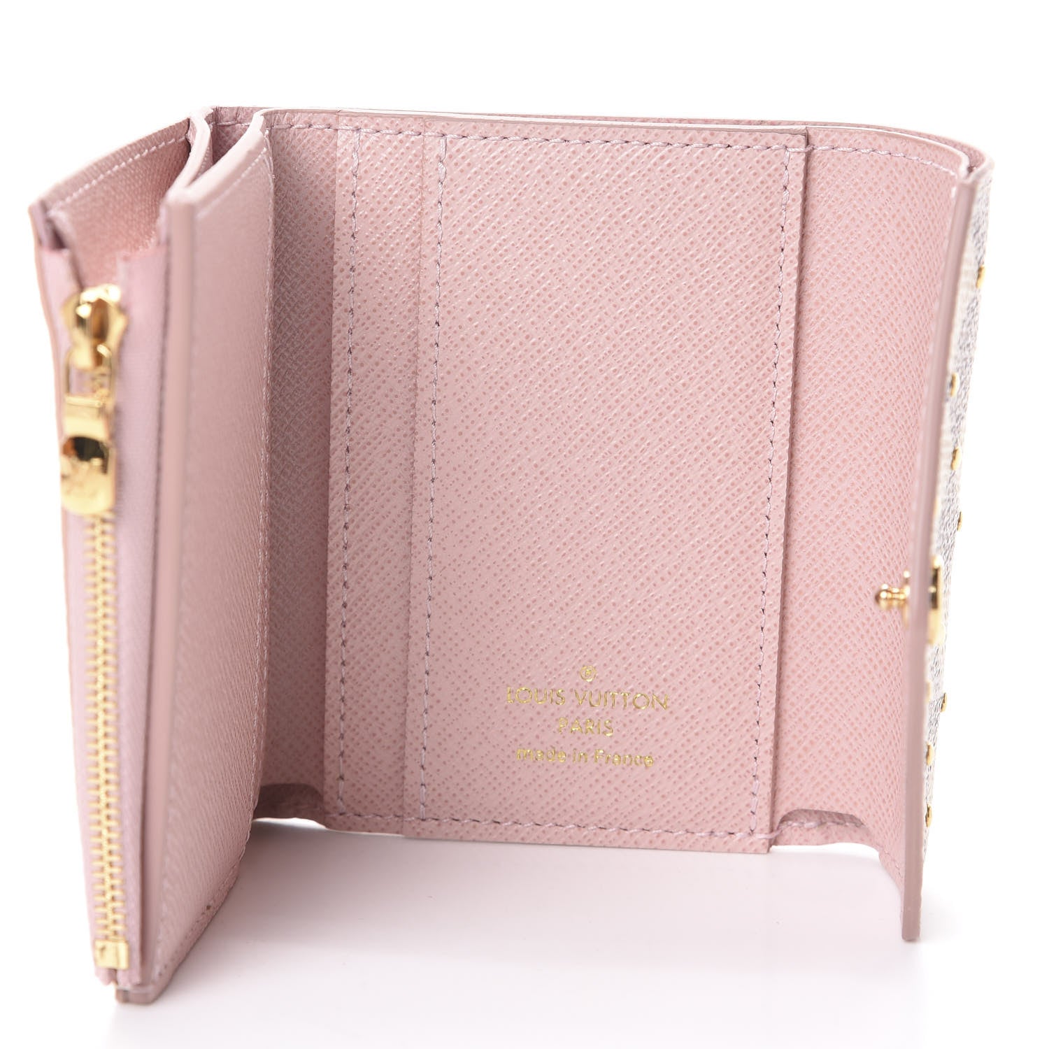 Louis Vuitton Damier Azur Studded Zoe Wallet Rose Ballerine 5 of 6