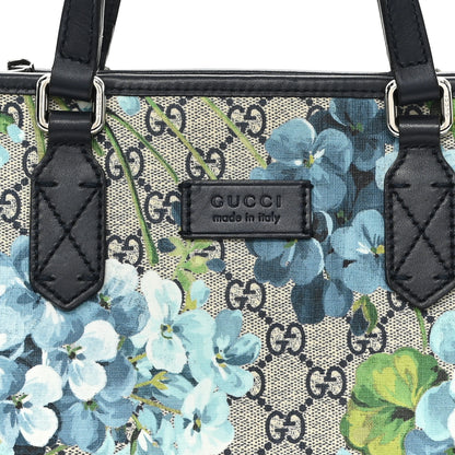 Gucci GG Supreme Monogram Blooms Small Zippered Tote Blue 8 of 11