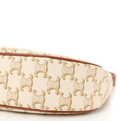 Celine Canvas Calfskin Ava Triomphe Shoulder Bag White 11 of 13