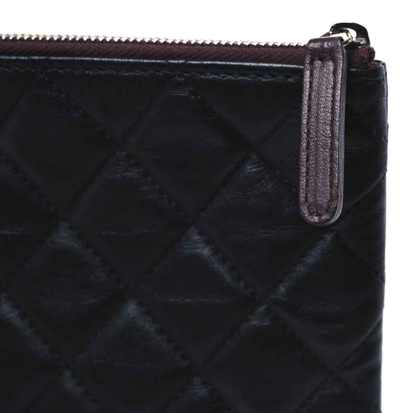 Lambskin Quilted Medium Cosmetic Case Black