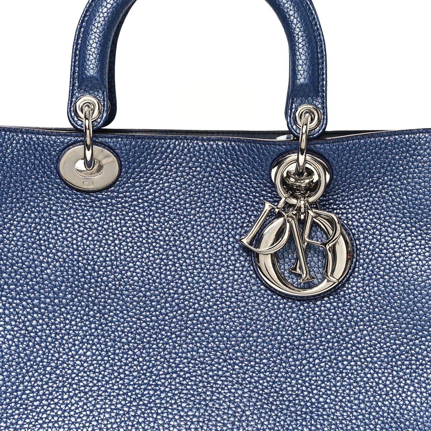 Christian Dior Metallic Bullcalf Medium Diorissimo Tote Blue 9 of 11