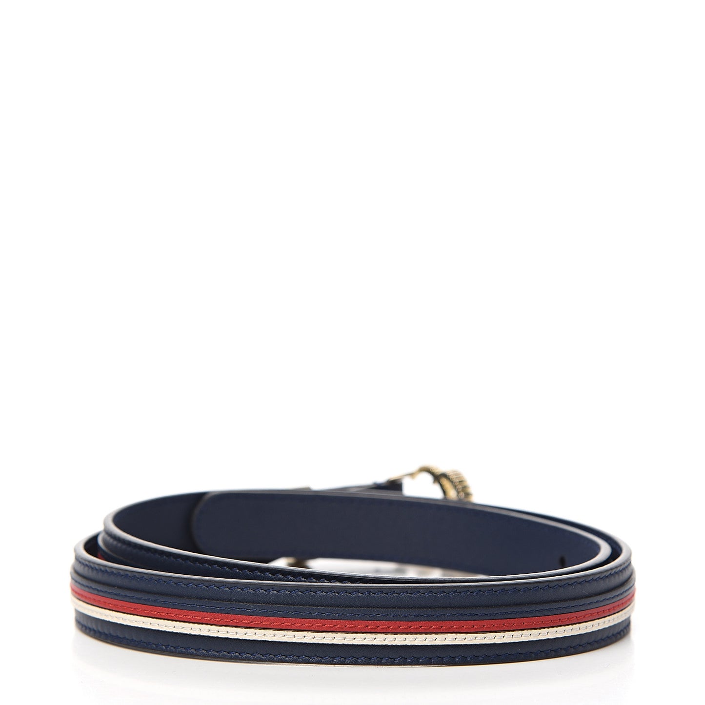 Calfskin Sylvie Stripe Torchon Double G 20mm Belt 80 32 Maritime Hibiscus Red Mystic White