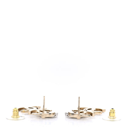 Chanel Crystal Pearl Double CC Drop Earrings Gold Silver 3 of 5