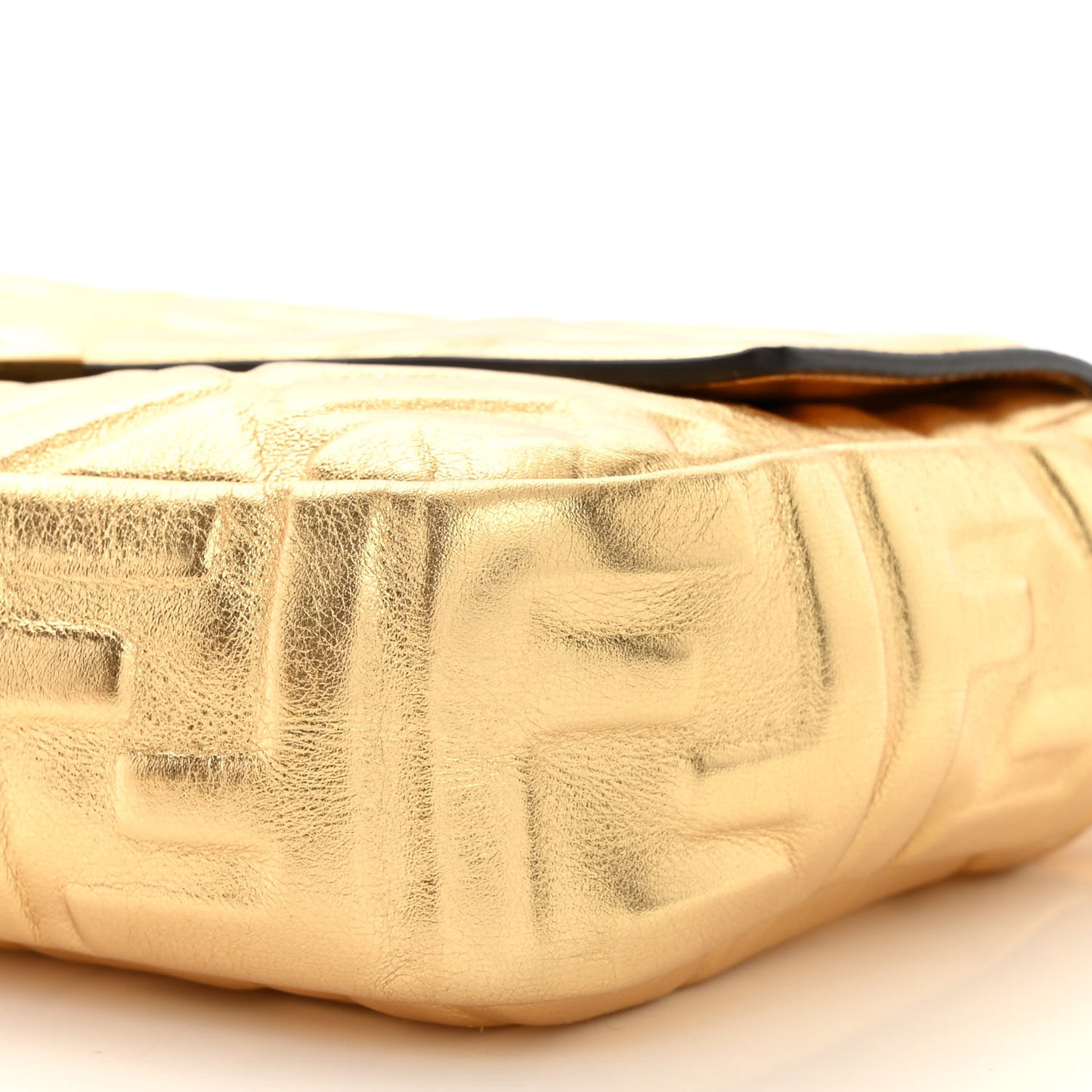 Vitello Catalan Mirror FF 1974 Embossed Baguette Gold