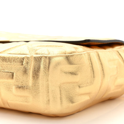 Fendi Vitello Catalan Mirror FF 1974 Embossed Baguette Gold 10 of 10