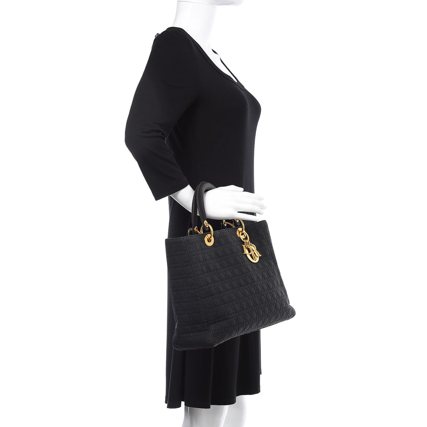 Nylon Cannage Large Lady Dior Black