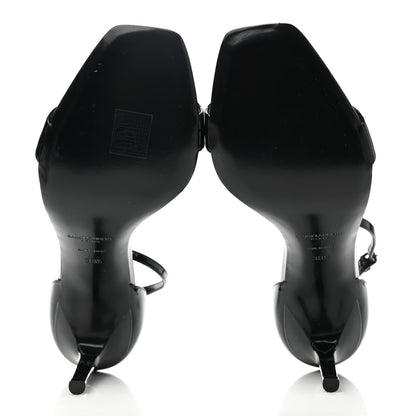 Saint Laurent Patent Calfskin Crystal Amber Bow 85 Ankle Strap Sandals 38.5 Black 6 of 7