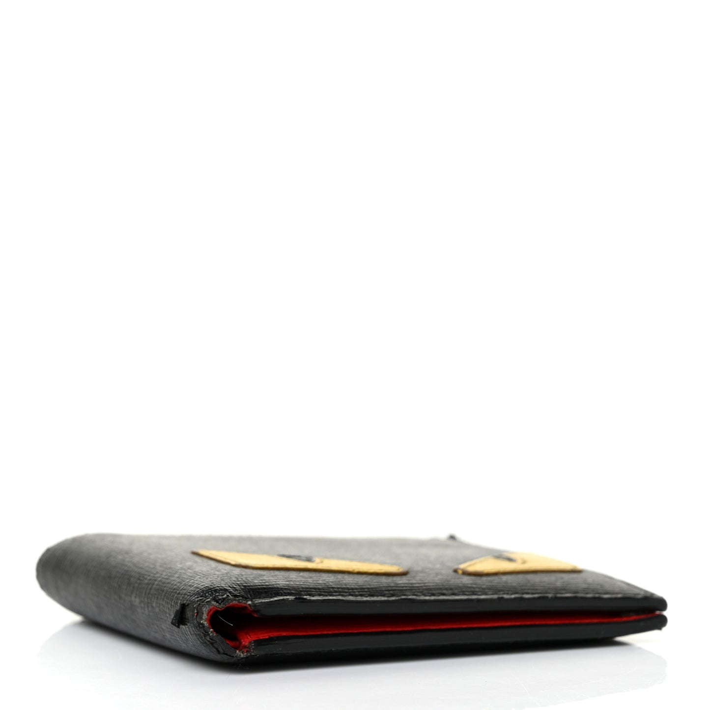 Vitello Elite Monster Eyes Inlay Bi-Fold Wallet Black Giallo Rosso