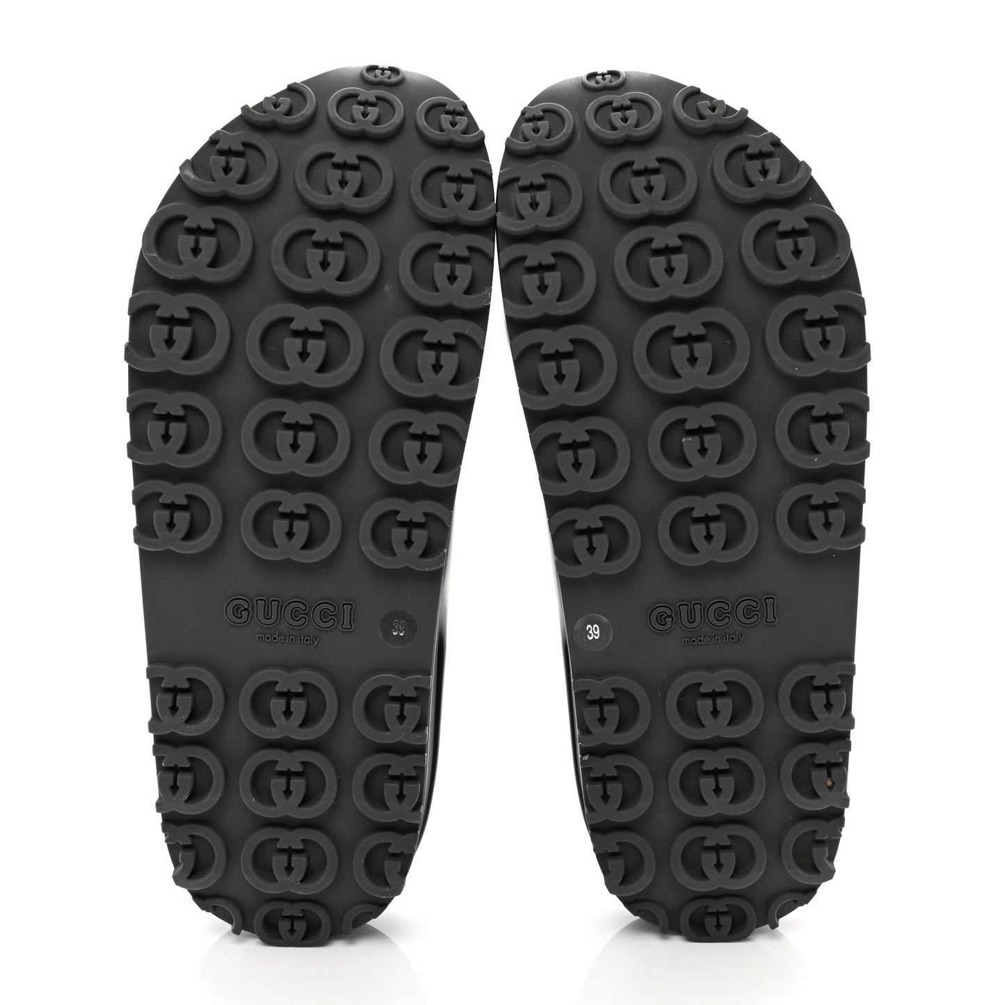 Soft Rubber Womens Interlocking G Platform 42mm Slide Sandals 39 Black