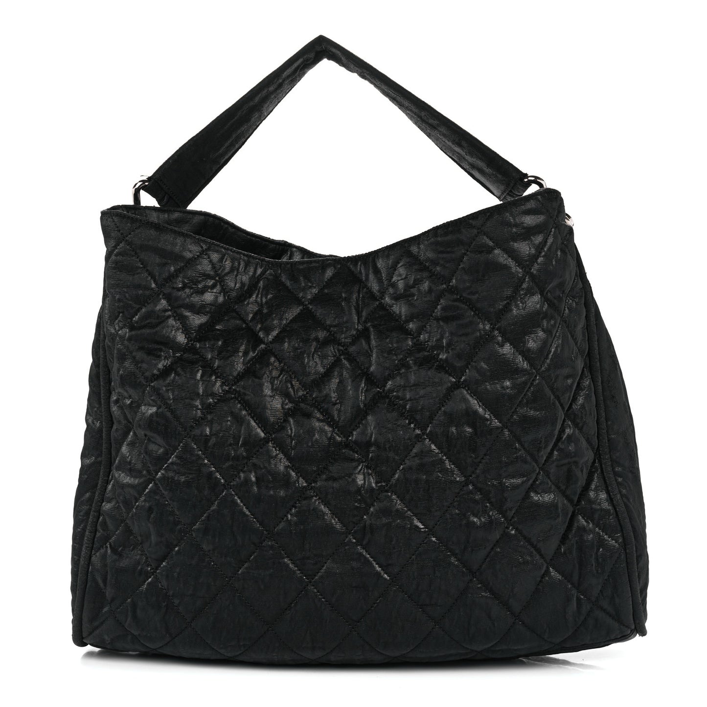 Crinkled Coated Canvas Le Marais Hobo Black