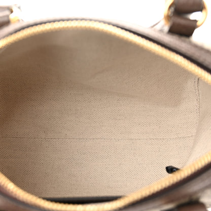 Gucci GG Supreme Monogram Textured Dollar Calfskin Web Mini Ophidia Top Handle Bag Beige Ebony New Acero 5 of 10