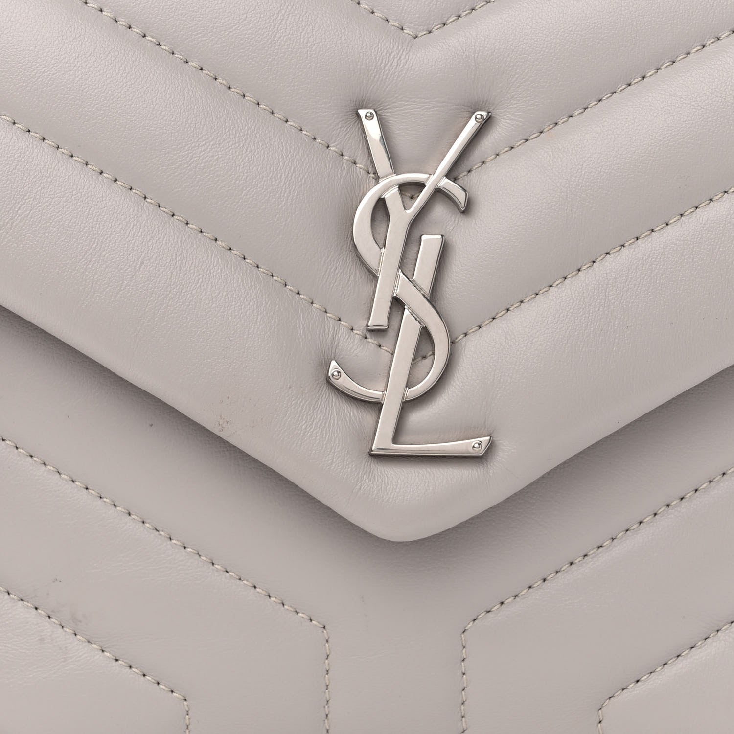 Saint Laurent Calfskin Y Quilted Monogram Small Loulou Chain Satchel Granite 8 of 11