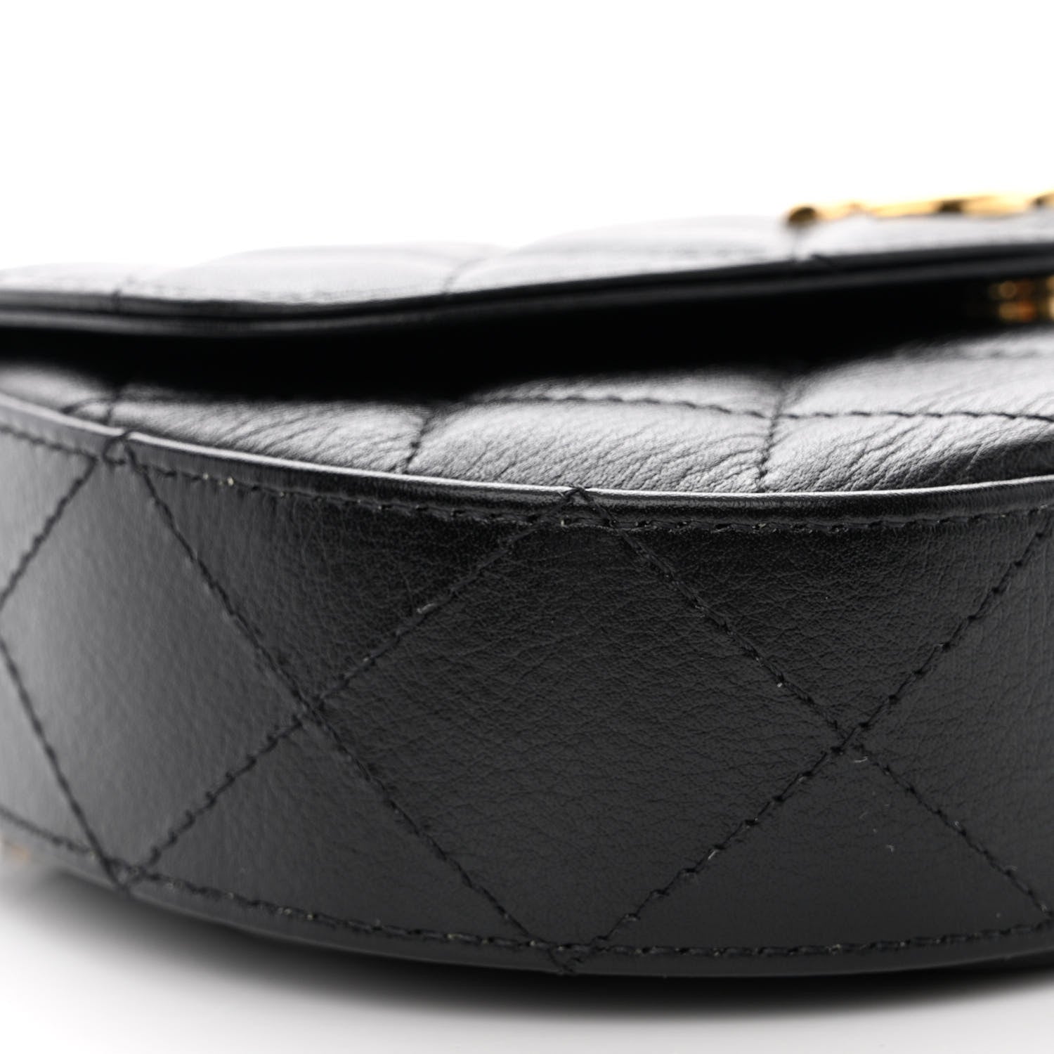 Chanel Shiny Aged Calfskin Quilted Top Handle Clutch With Chain Black 10 of 11