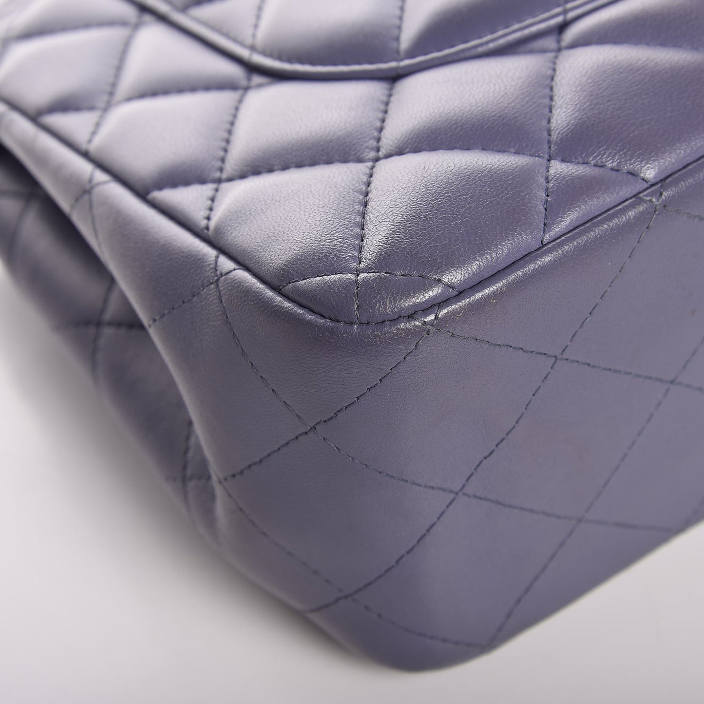 Lambskin Quilted Jumbo Double Flap Light Purple