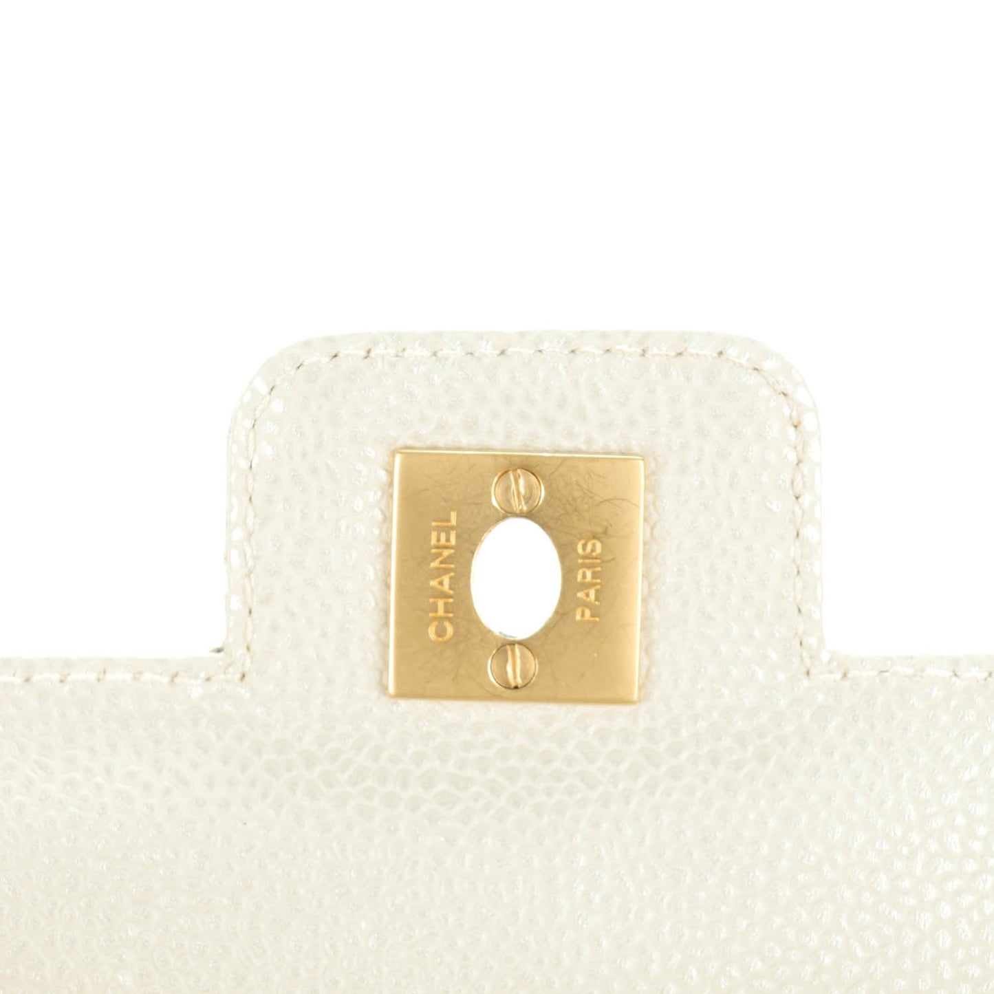 Caviar Quilted Mini Evening Bag Pearl