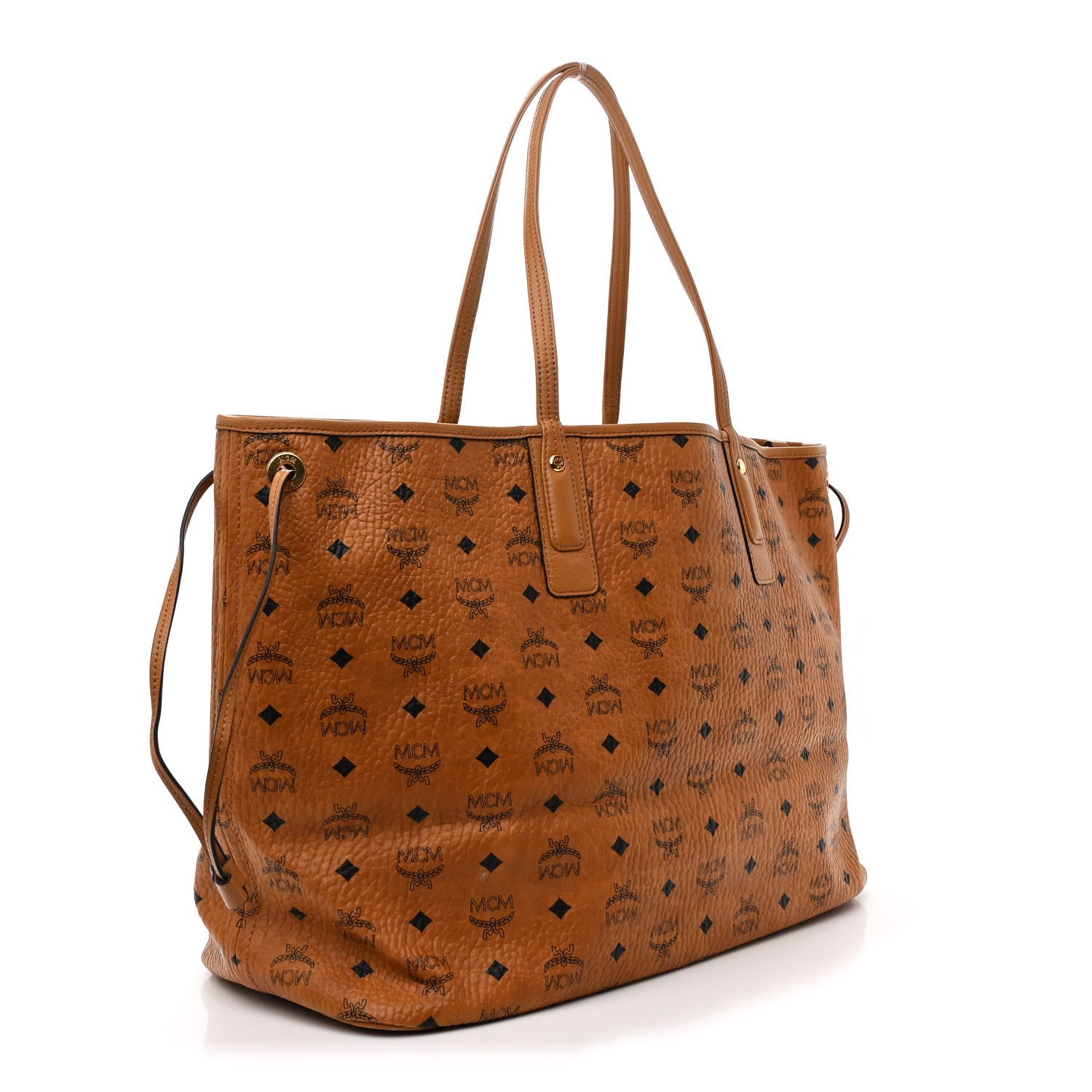 MCM Visetos Large Liz Reversible Shopper Tote Cognac 3 of 10