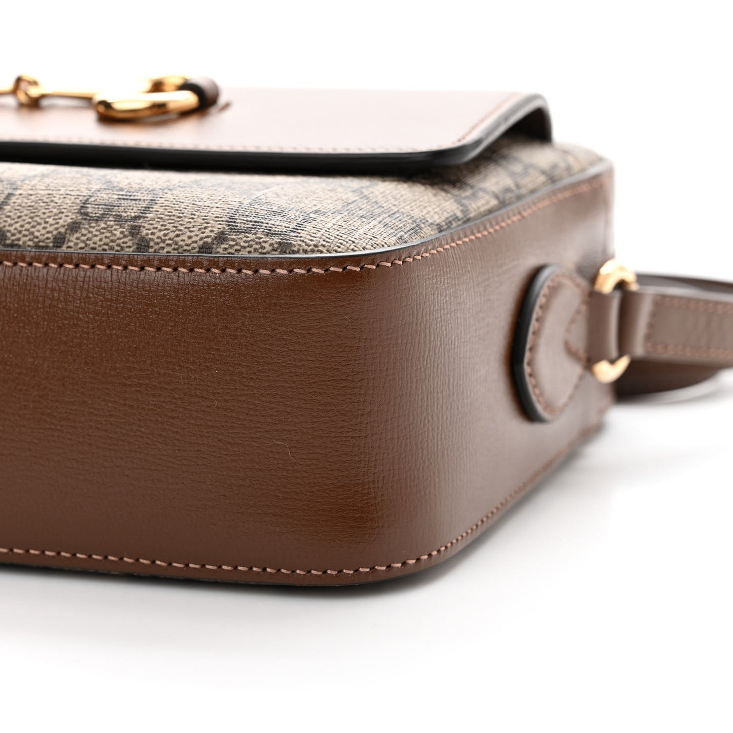 GG Supreme Monogram Small Horsebit 1955 Shoulder Bag Beige Brown Sugar