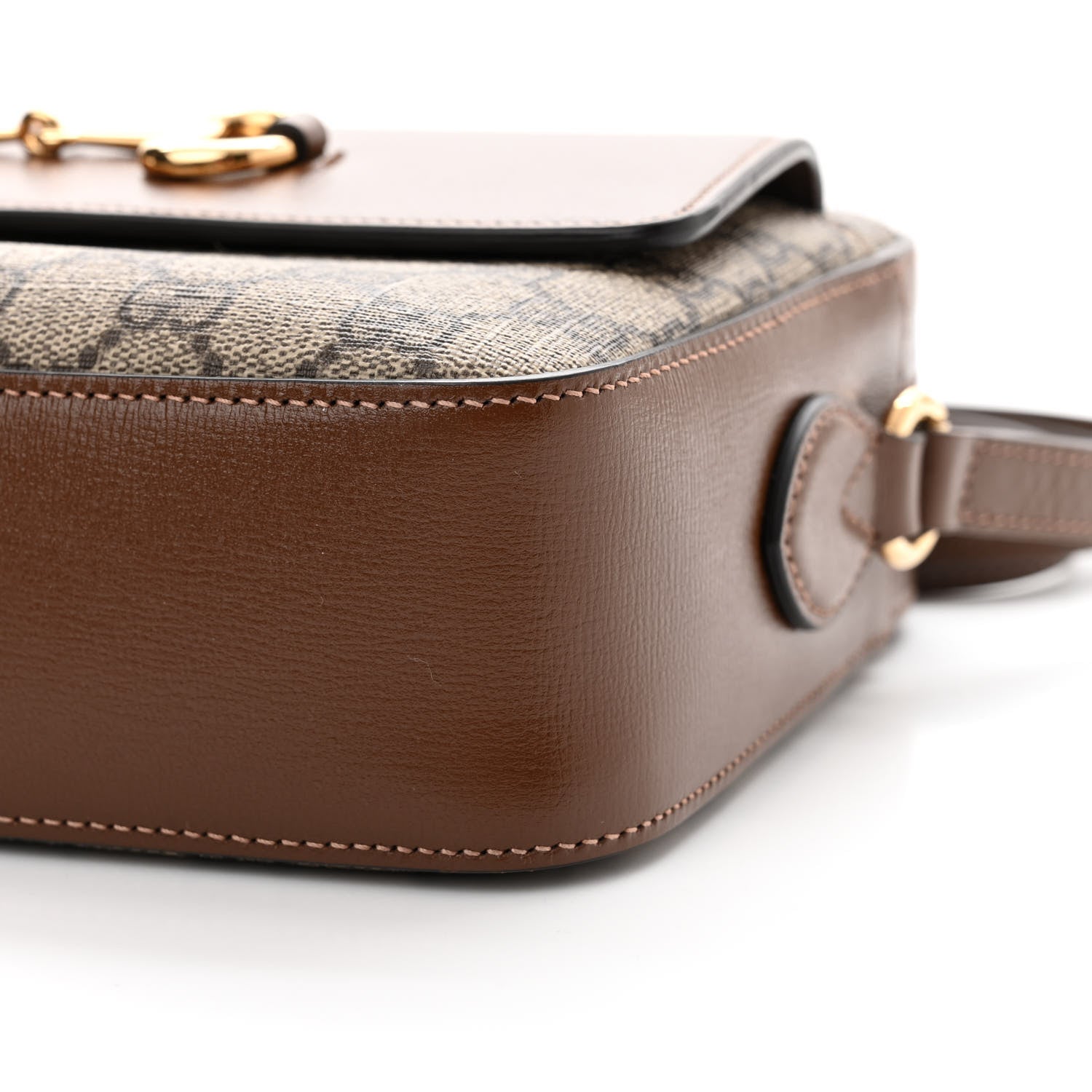 Gucci GG Supreme Monogram Small Horsebit 1955 Shoulder Bag Beige Brown Sugar 10 of 13