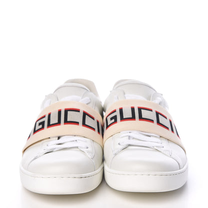 Gucci Calfskin Stripe Mens New Ace Sneakers 8 White Ecru Red Flame 2 of 22