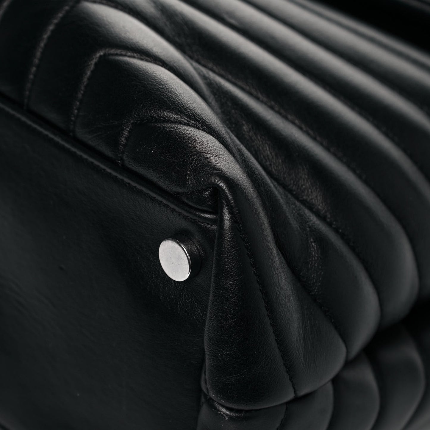 Calfskin Y Quilted Monogram Large Loulou Chain Satchel Black