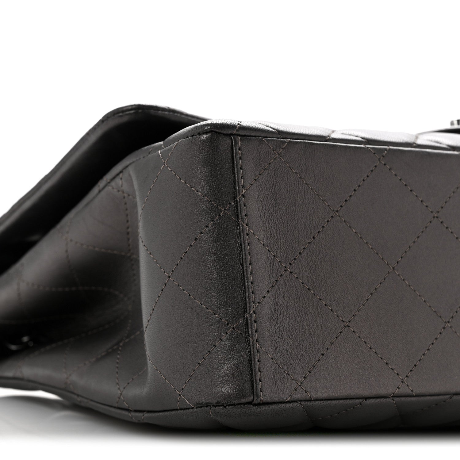 Chanel Metallic Lambskin Quilted Maxi Single Flap Dark Grey 9 of 13