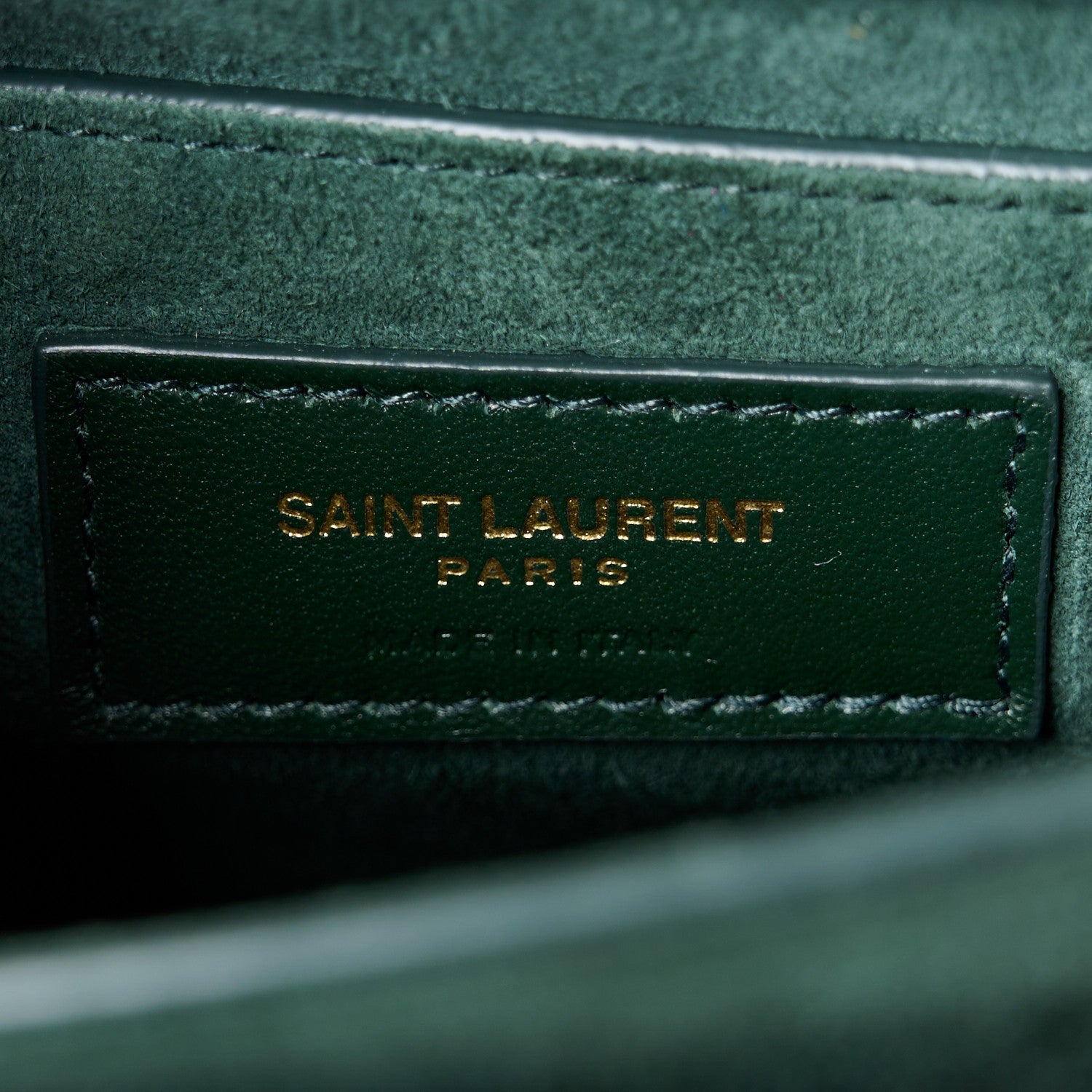 Saint Laurent Calfskin Crocodile Embossed Medium Monogram Sunset Dark Green 6 of 12