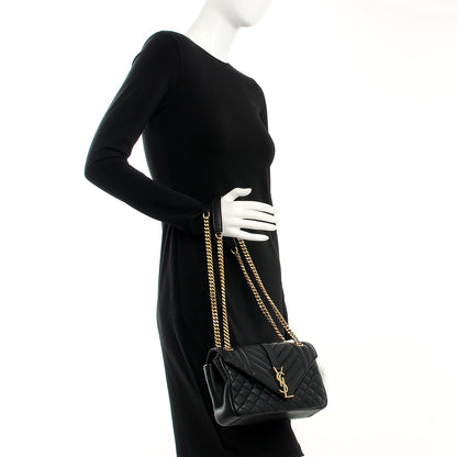 Saint Laurent Sheepskin Tri-Quilt Monogram Medium College Bag Black 2 of 7