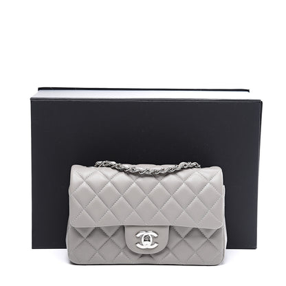 Chanel Lambskin Quilted Mini Rectangular Flap Grey 10 of 10