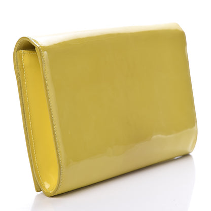 Saint Laurent Patent Calfskin Large Belle De Jour Clutch Yellow 3 of 11