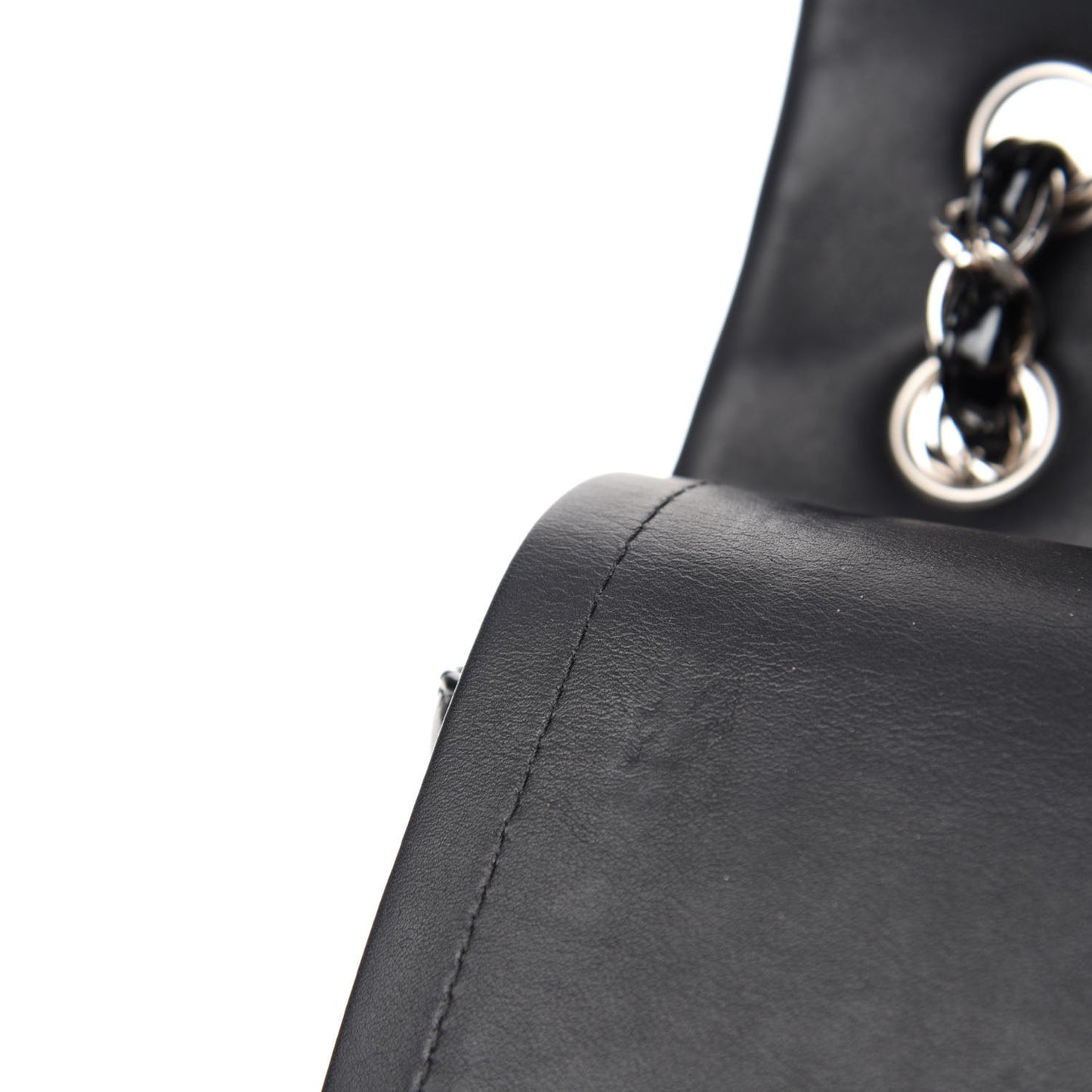 Patent Quilted Jumbo Double Flap Black
