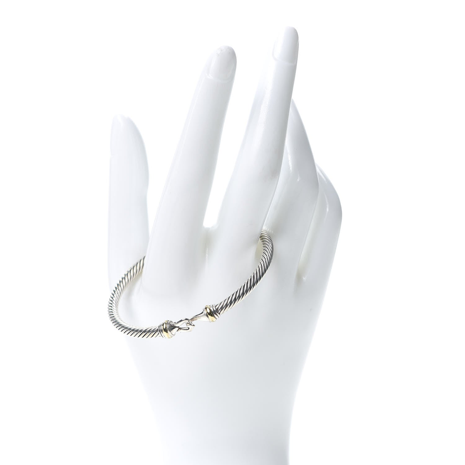 David Yurman Sterling Silver 18K Yellow Gold 5mm Cable Classic Buckle Bracelet 2 of 5