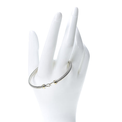 David Yurman Sterling Silver 18K Yellow Gold 5mm Cable Classic Buckle Bracelet 2 of 5