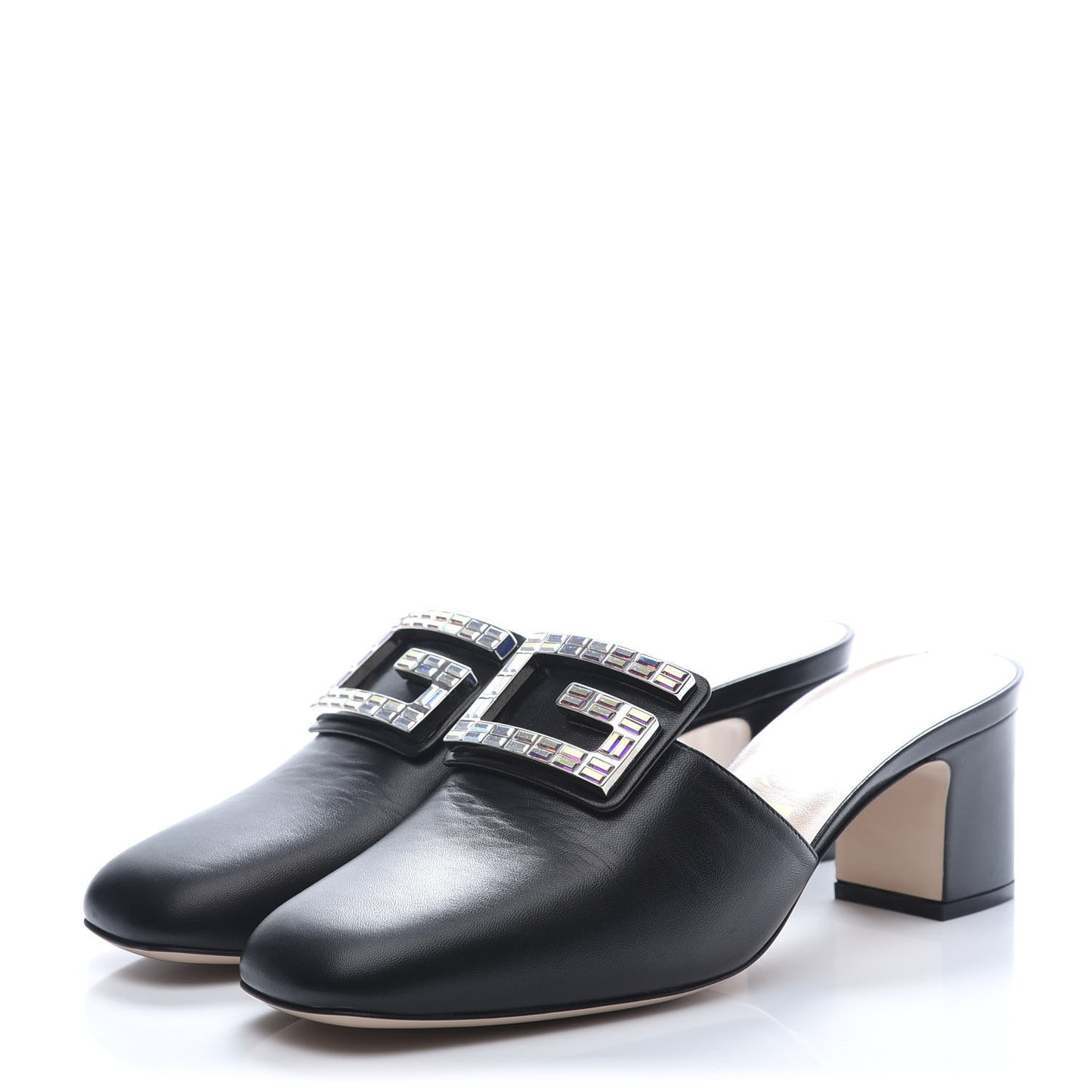 Malaga Kid Crystal Square G Madelyn Mules 41 Black
