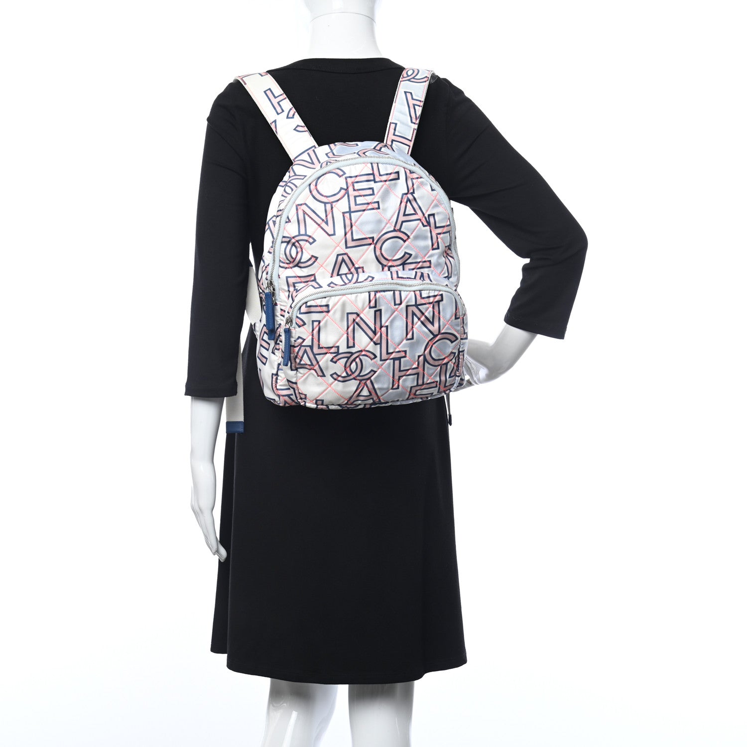 Chanel Nylon Stitched Printed Logo Backpack Multicolor 2 of 12