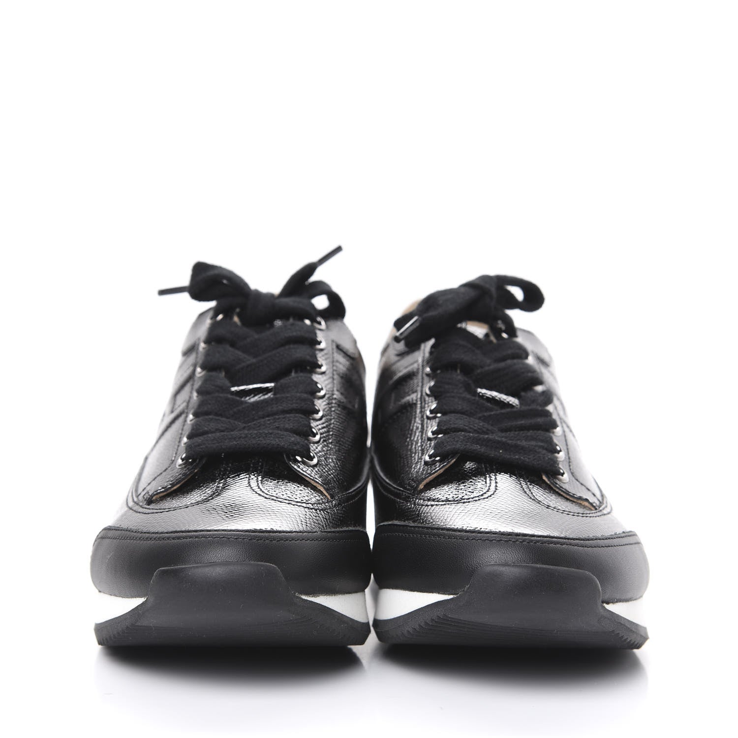 Hermes Patent Epsom Calfskin Trail Sneakers 35 Black 2 of 8