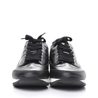 Hermes Patent Epsom Calfskin Trail Sneakers 35 Black 2 of 8