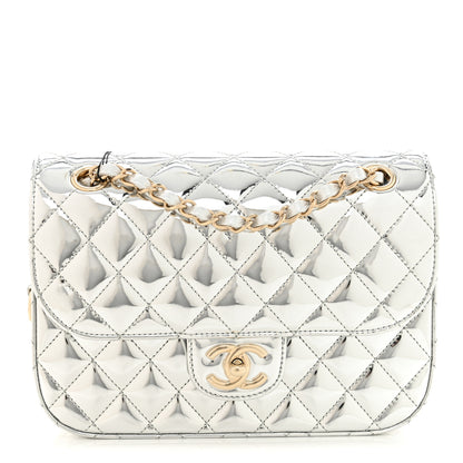 Chanel Mirror Calfskin Metallic Calfskin Medium Hollywood Boulevard Flap With Star Coin Purse Silvery 1 of 12