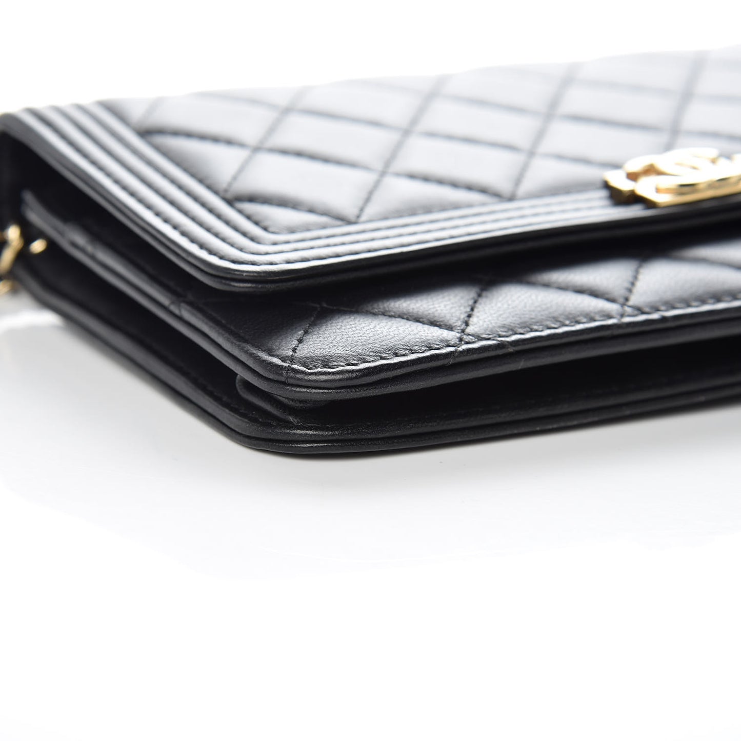Lambskin Quilted Boy Wallet On Chain WOC Black