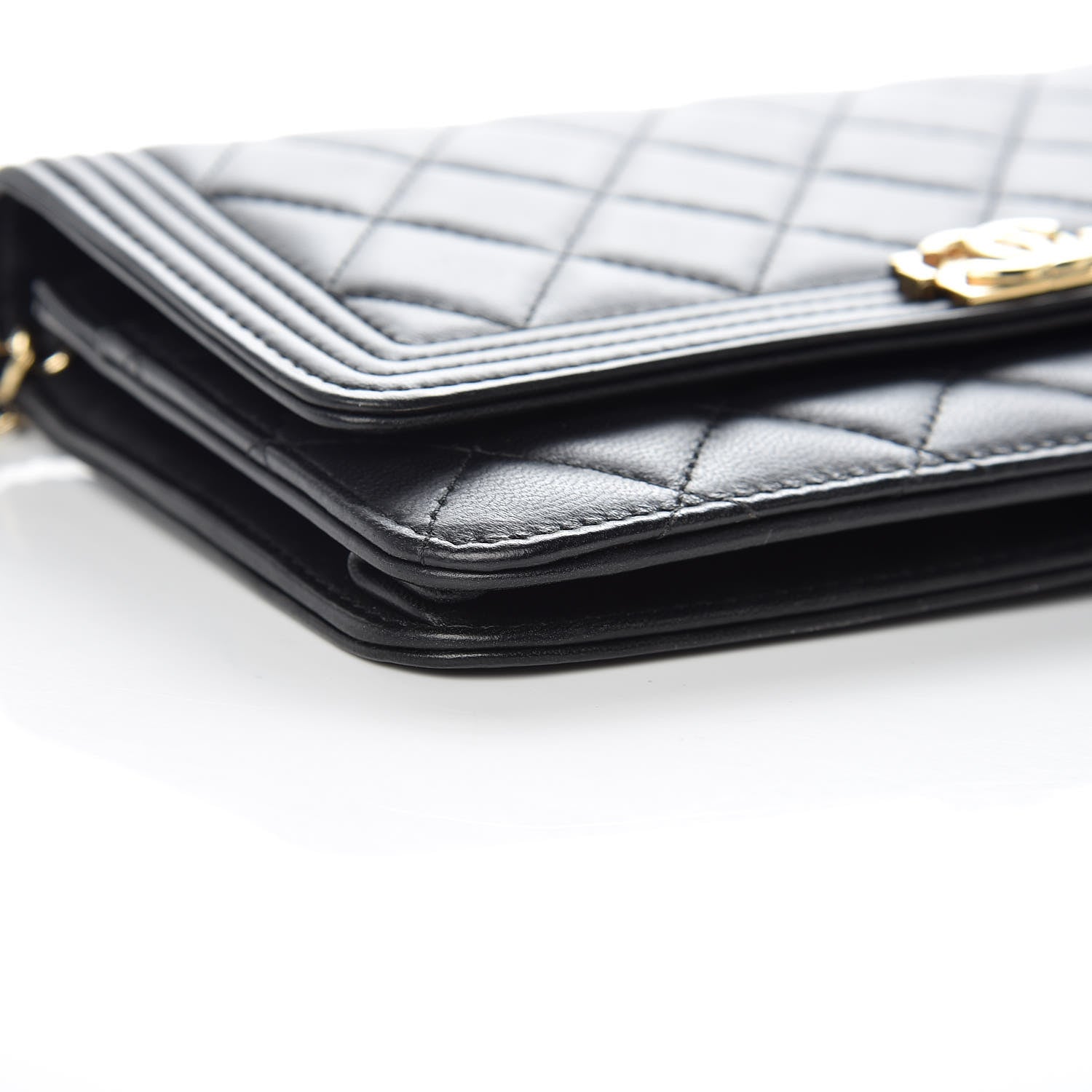 Chanel Lambskin Quilted Boy Wallet On Chain WOC Black 9 of 14
