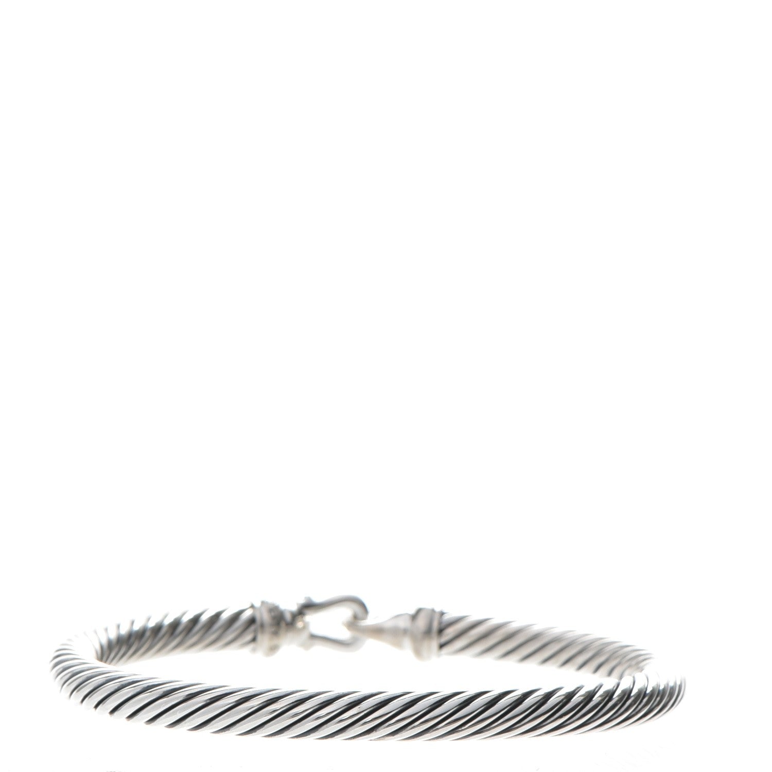 David Yurman Sterling Silver Diamond 5mm Cable Buckle Bracelet 3 of 5