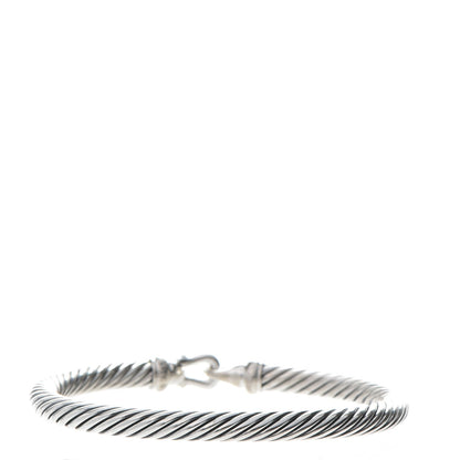 David Yurman Sterling Silver Diamond 5mm Cable Buckle Bracelet 3 of 5