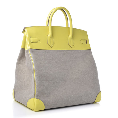 Hermes Toile De Camp Evercolor HAC Birkin 40 Ficelle Lime 3 of 11