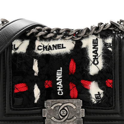 Chanel Lambskin Tweed Logo Embroidered Mini Boy Flap White Red Black 8 of 12