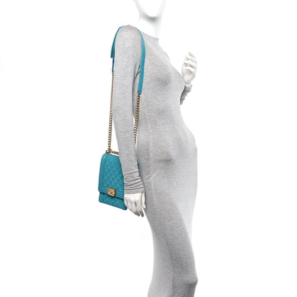 Chanel Caviar Quilted North South Boy Flap Turquoise 2 of 10