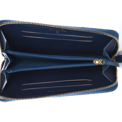 Chanel Iridescent Caviar Quilted Medium Zip Around Wallet Dark Blue 5 of 11